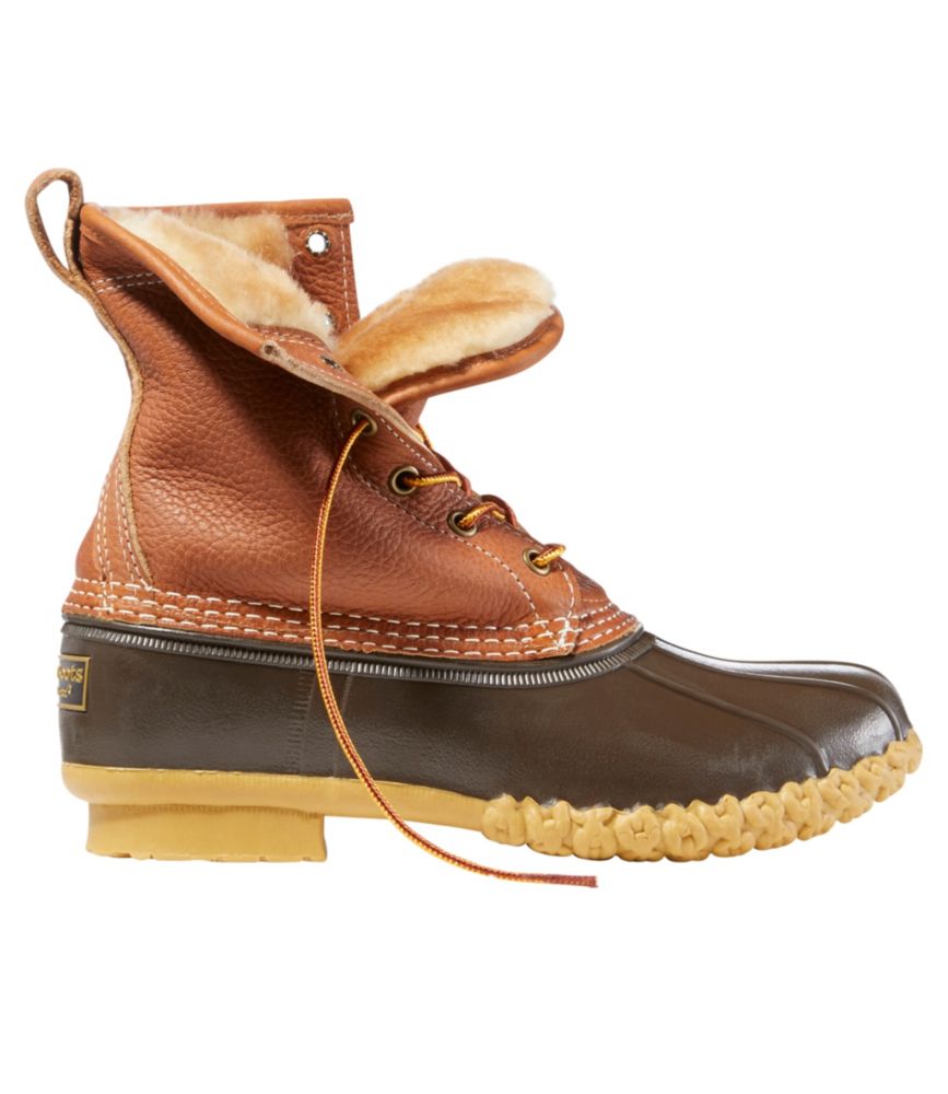L.L.Bean Women's 8" Tumbled Leather Shearling Lined Bean Boot | J&H Outdoors