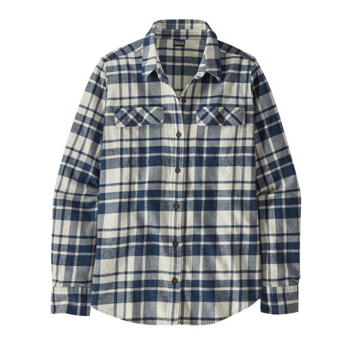 Patagonia Women's Long-Sleeved Organic Cotton Midweight Fjord Flannel Shirt Ice Caps: Dyno White