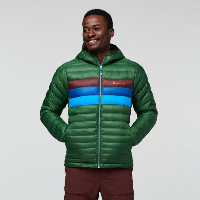 Cotopaxi Men's Fuego Down Hooded Jacket | Past Season Model Forest Stripes