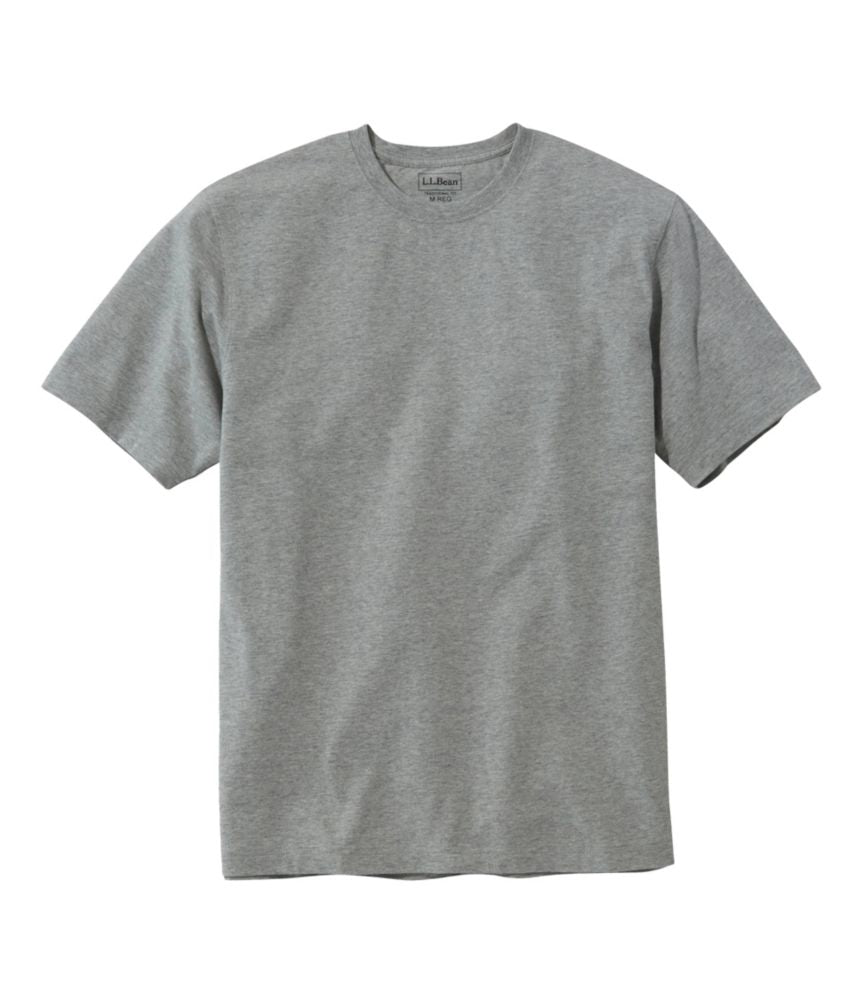 L.L.Bean Men's Carefree Unshrinkable Tee, Traditional Fit Short-Sleeve Gray Heather