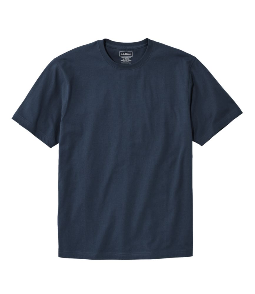 L.L.Bean Men's Carefree Unshrinkable Tee, Traditional Fit Short-Sleeve Navy Blue