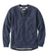 L.L.Bean Mens Katahdin Iron Works Bonded Waffle Fleece Henley Slightly Fitted Regular Mariner Blue