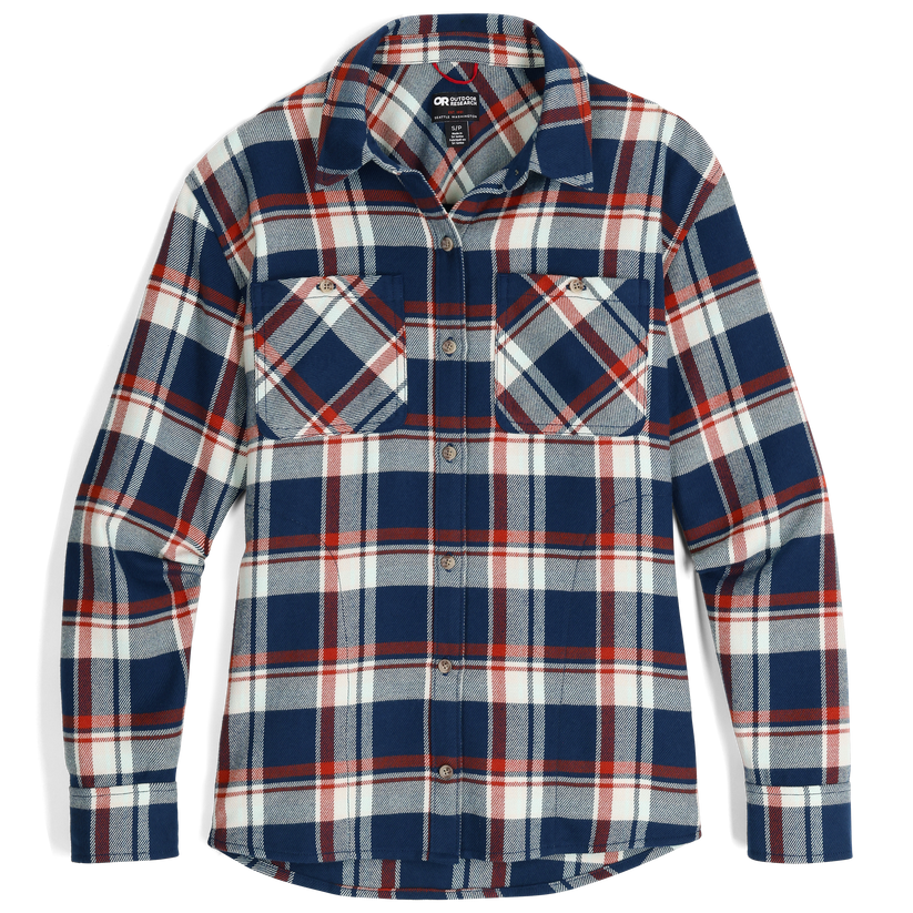 Outdoor Research W Feedback Flannel Twill Shirt Cenote/oyster Plaid