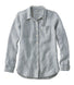 L.L.Bean Women's Premium Washable Linen Shirt Tunic Long Sleeve Micro Stripe MOONIGHT BLUE / L