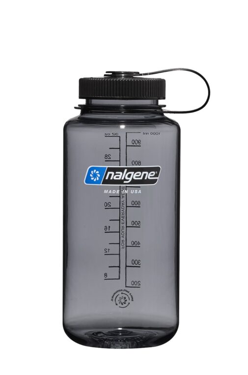 Nalgene Sustain Wide Mouth 32oz Bottle GRAY W/BLK LID