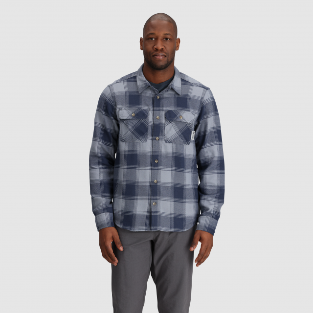 OUTDOOR RESEARCH OR FEEDBACK FLANNEL SHIRT SLATE PLAID