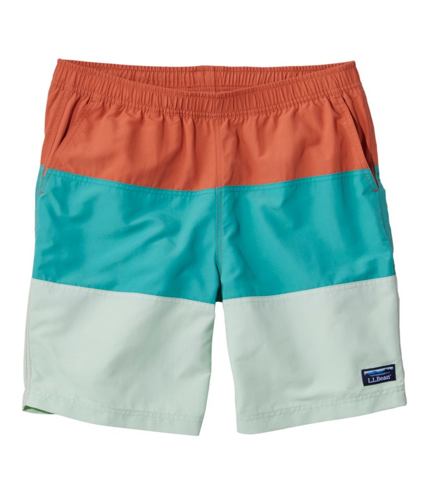 L.L.Bean Men's Classic Supplex Sport Shorts, Colorblock, 8" Brick Orange/Blue-Green/Pastel ichen / L