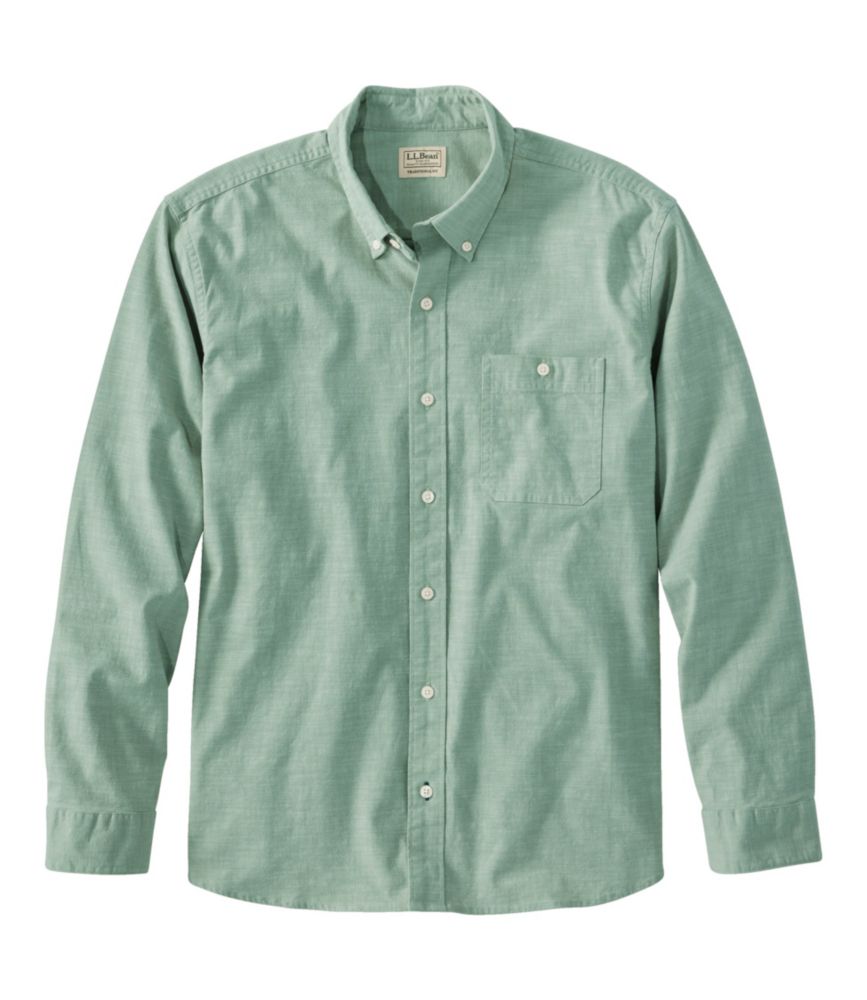 ll bean men's dress shirts Men's Comfort Stretch Chambray Shirt, Traditional Untucked Fit, Long-Sleeve