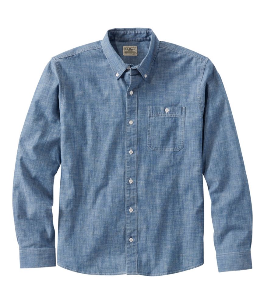 L.L.Bean Men's Comfort Stretch Chambray Shirt, Traditional Untucked Fit, Long-Sleeve Indigo
