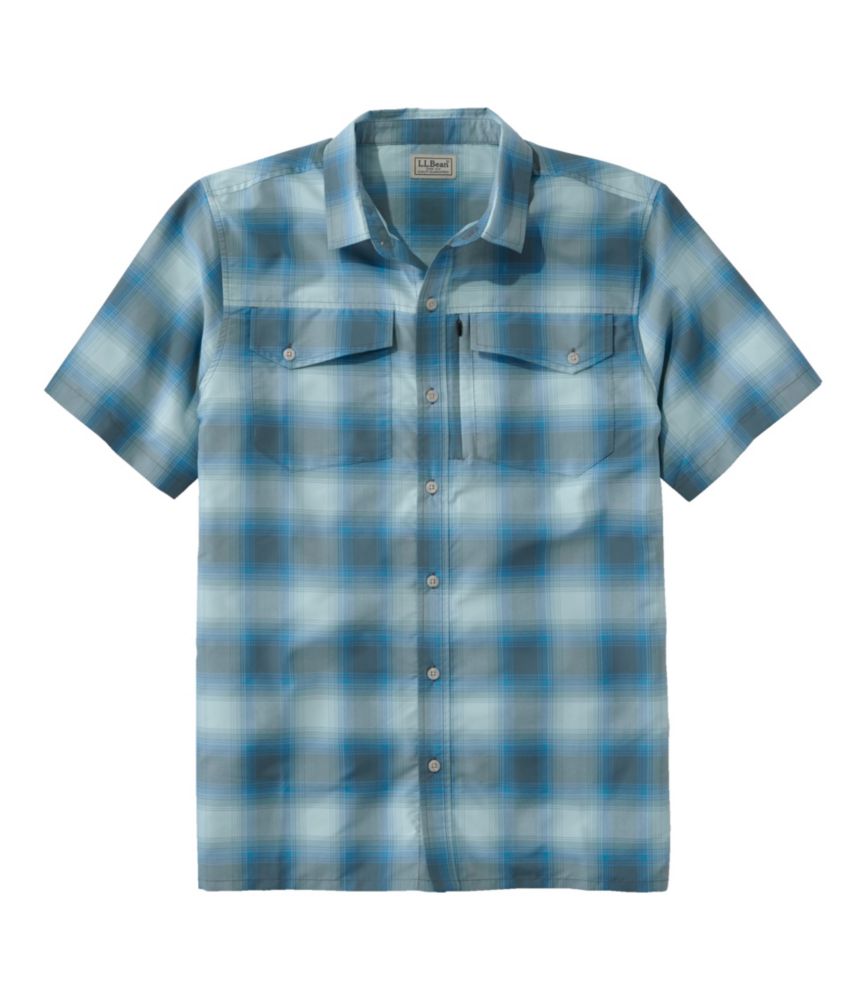 L.L.Bean Men's SunSmart Cool Weave Shirt Short-Sleeve Rangeley Blue/Marine Blue