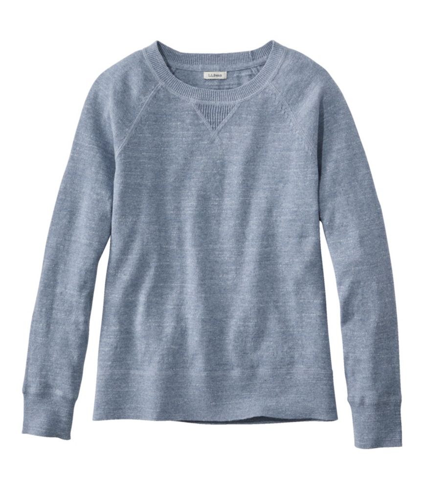 L.L.Bean Women's Organic Cotton Slub Sweater, Crewneck Sweatshirt Indigo