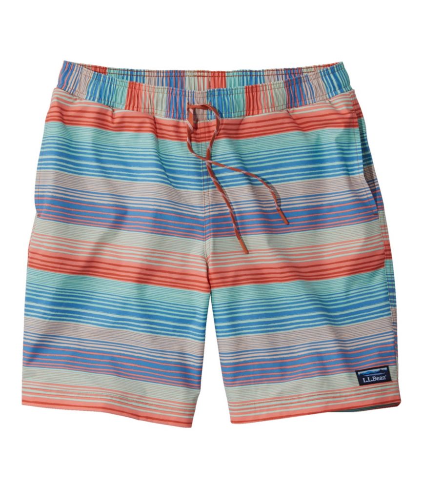 L.L.Bean Men's Vacationland Stretch Swim Trunks, Print ight Ocean Painted Stripe / L