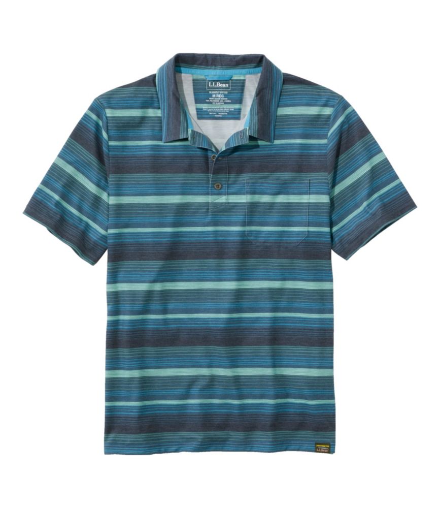L.L.Bean Men's Everyday Sunsmart Polo Short Sleeve 2.0, Stripe Iron Blue Stripe
