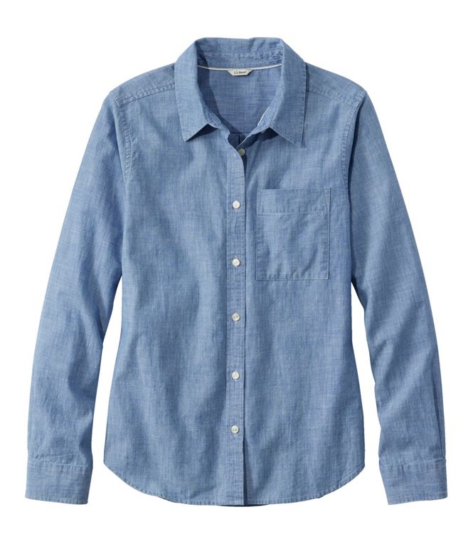 LLBEAN W Essential Chambray Shirt CEAN INDIGO / L