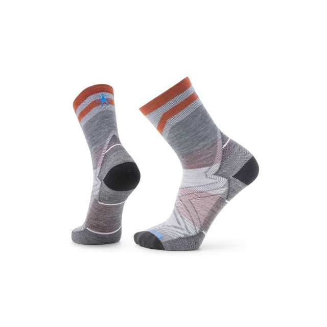 Smartwool Run Zero Cushion Mid Crew Pattern Socks Medium Gray