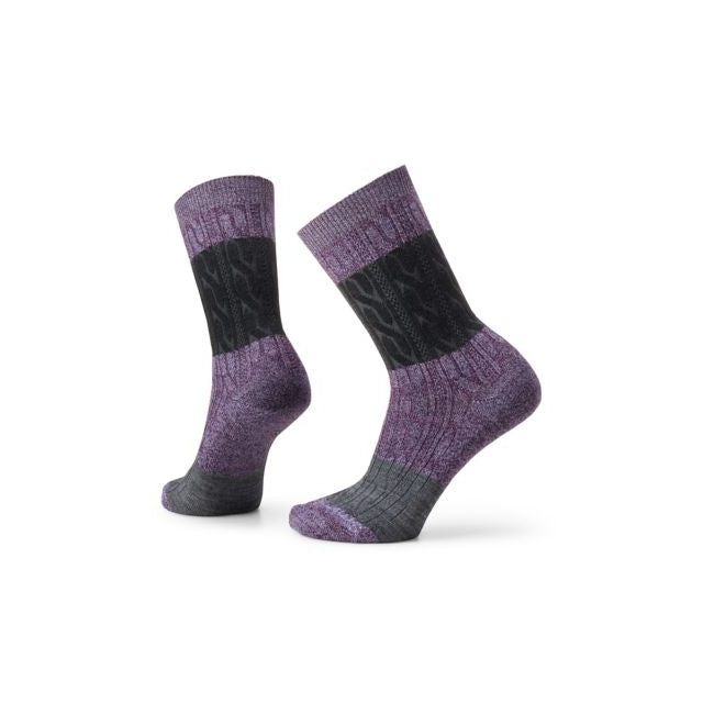 Smartwool Everyday Color Block Cable Crew Socks Uviolet-Purp Iris Marl