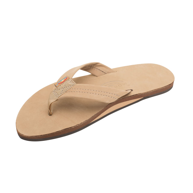 Rainbow Sandals Men's Single Layer Premier Leather with Arch Support Dark Brown