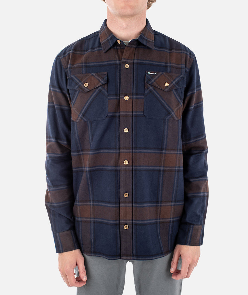 Jetty Mens Breaker Flannel HEATHER GREY