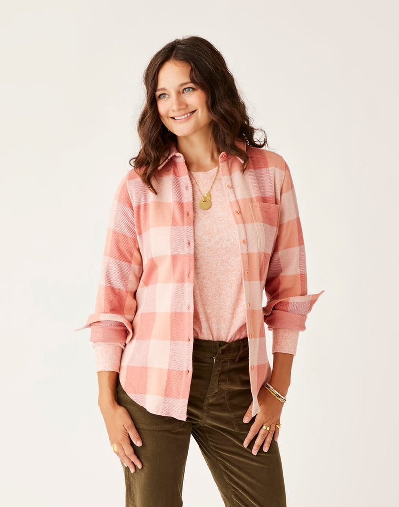 Carve Designs W Fairbanks Supersoft Shirt Lt. Henna Check