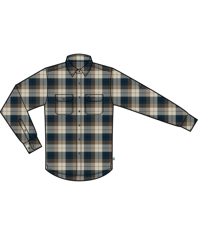 FJALLRAVEN Singi Heavy Flannel Shirt M Chalk White-Dark Navy