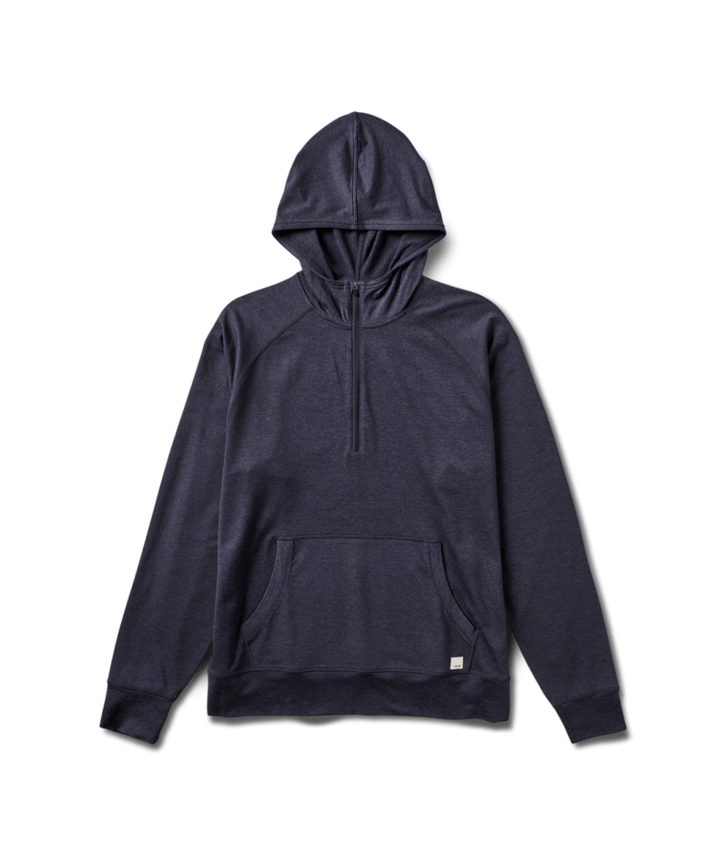 VUORI Mens Ponto Performance 1/2 Zip Hoodie Midnight Heather