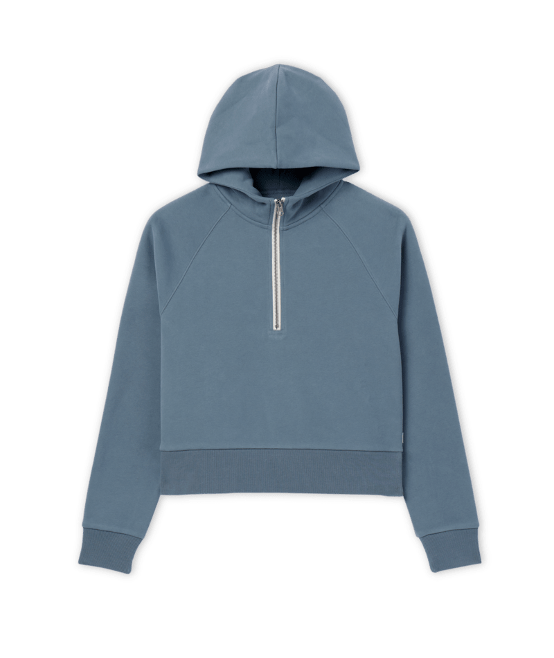 VUORI Womens Restore Half Zip Hoodie Smoke Blue