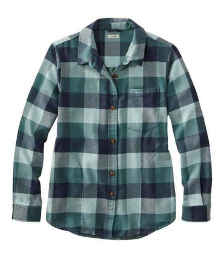 L.L.Bean Soft-Brushed Flannel Shirt Women's Regular Soft Spruce