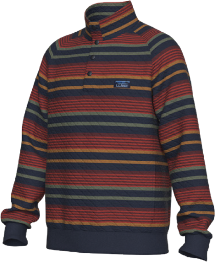 L.L.Bean Bean's Quilted Sweatshirt Stripe Men's Regular Navy/ight Mahogany / L