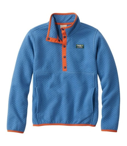 L.L.Bean Quilted Snap Quarter Pullover Solid Little Kids' Rustic Blue