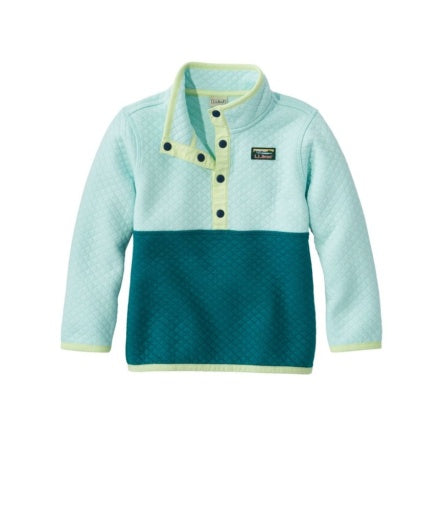 L.L.Bean Quilted Popover Color Block Toddlers' Cool Sea Blue/Warm Teal Color Block