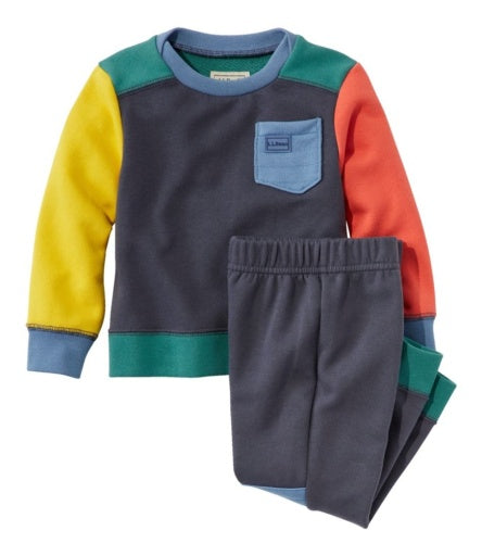 L.L.Bean Athleisure Sweat Set Toddlers' Carbon Navy Color Block