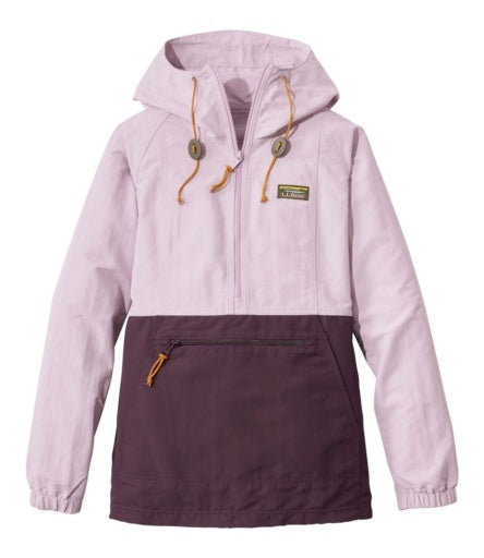 L.L.Bean Mountain Classic Anorak Color Block Women's Regular avender Ice/Eggplant / L