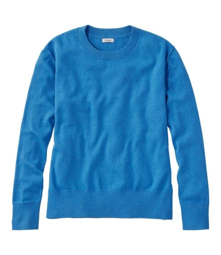 L.L.Bean Cotton/Cashmere Crewneck Sweater Women's Regular ight Ocean Heather / L