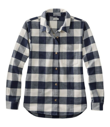 L.L.Bean Soft-Brushed Flannel Shirt Women's Regular Dark Indigo