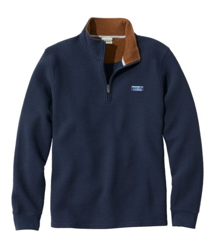 L.L.Bean Lakewashed Double-Knit Quarter-Zip Long Sleeve Men's Regular Classic Navy