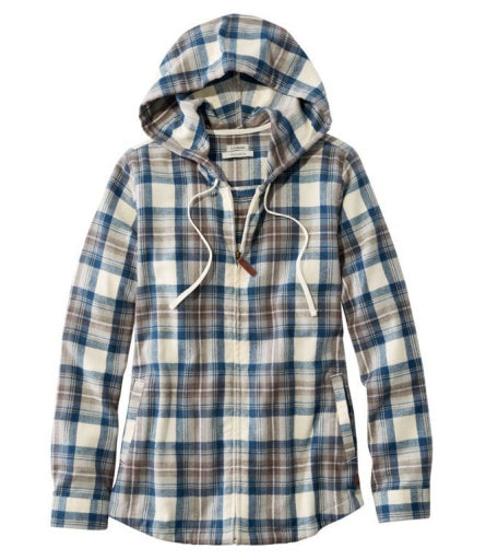 L.L.Bean Scotch Plaid Zip Hoodie Women's Regular Indigo Tartan