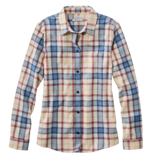 L.L.Bean Scotch Plaid Shirt Women's Regular Bean of Freeport Cream