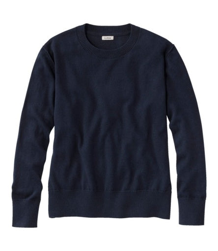 L.L.Bean Cotton/Cashmere Crewneck Sweater Women's Regular Classic Navy