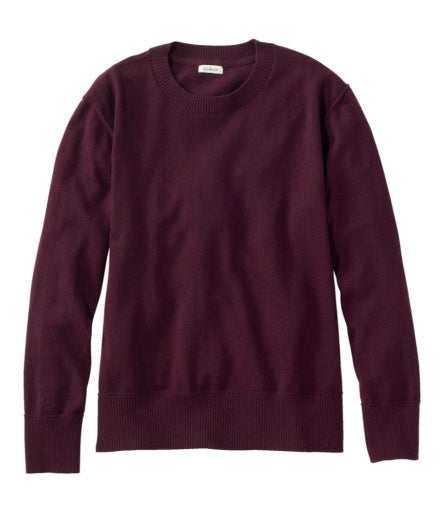 L.L.Bean Cotton/Cashmere Crewneck Sweater Women's Regular Dark Plum