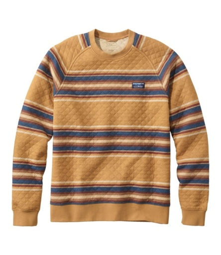 L.L.Bean Bean's Quilted Crewneck Stripe Men's Regular Barley Multi