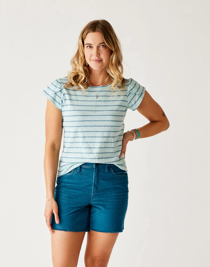 Carve Designs Women's Mila Hemp Top Ice Mini Stripe