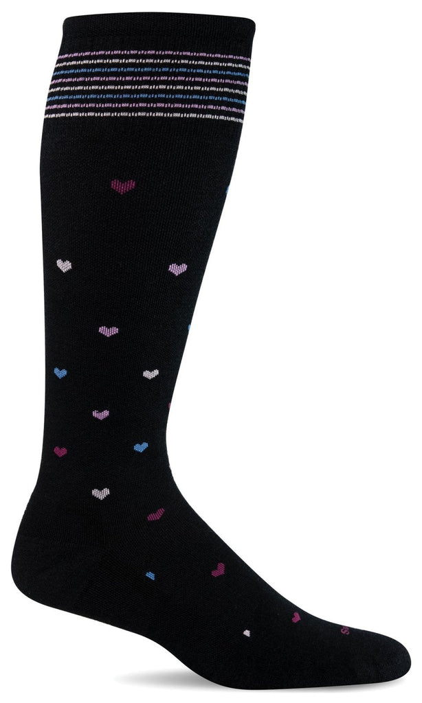Sockwell Women's Full Heart | Moderate Graduated Compression Socks | Wide Calf Fit 900 BLK