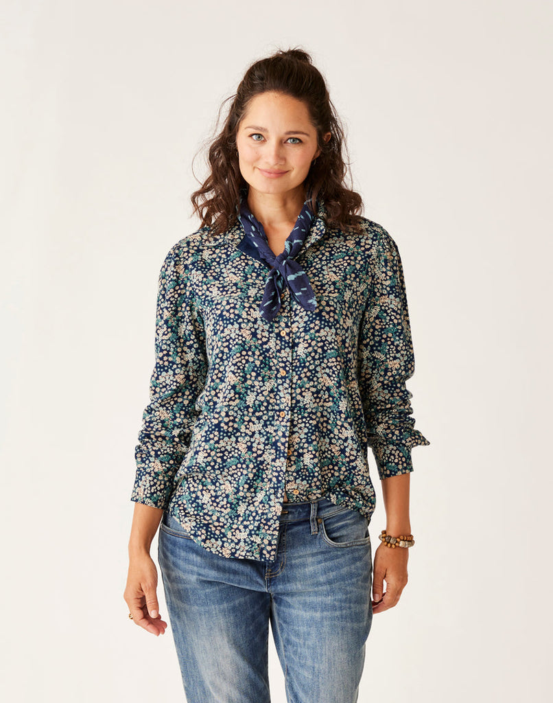 Carve Designs W Nadia Twill Shirt Navy Ditsy