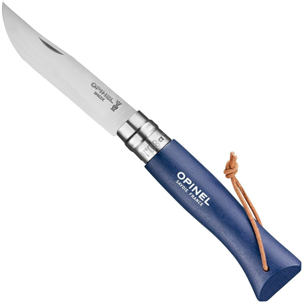Opinel Knives No.08 Stainless Steel Folding Knife with Lanyard - Colorama | J&H Outdoors