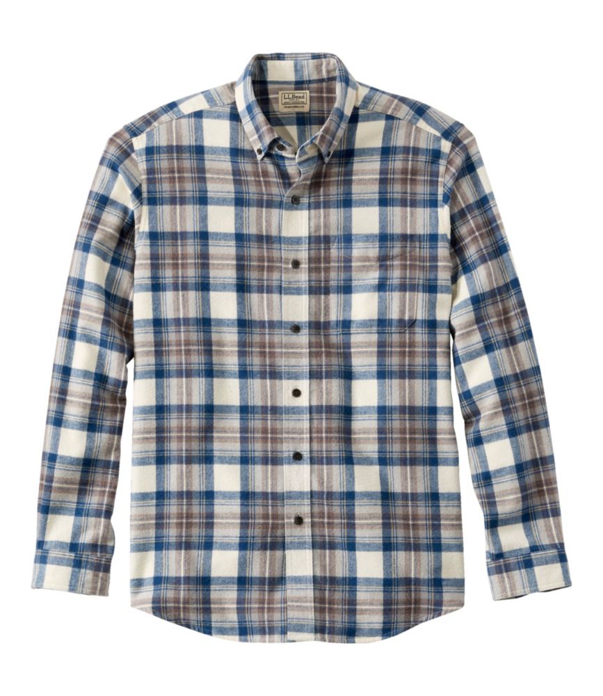 L.L.Bean Long Sleeve Scotch Plaid Flannel Shirt Men's Regular Indigo Tartan