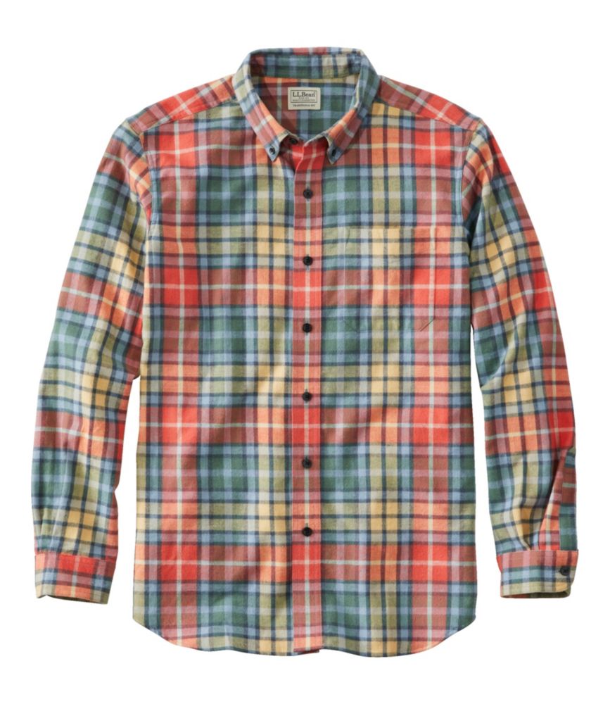 L.L.Bean Long Sleeve Scotch Plaid Flannel Shirt Men's Regular Washed Buchanan