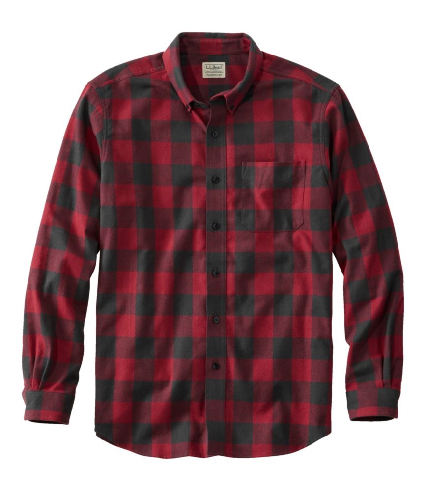 L.L.Bean Long Sleeve Scotch Plaid Flannel Shirt Men's Regular Vintage Red Rob Roy
