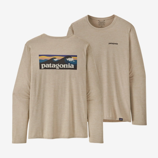 Patagonia Men's Long-Sleeved Capilene Cool Daily Graphic Shirt Boardshort ogo: Pumice X-Dye / L