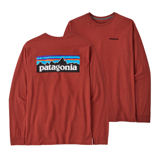 Patagonia Men's Long-Sleeved P-6 Logo Responsibili-Tee Burl Red