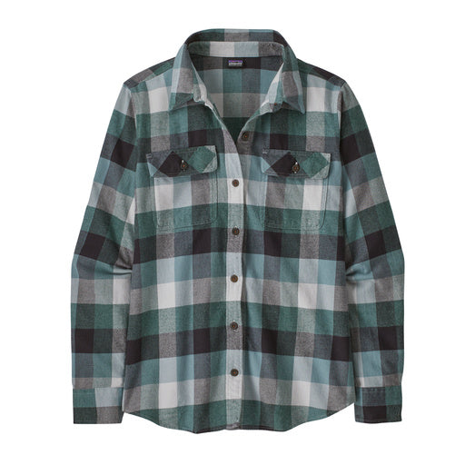 Patagonia Women's Long-Sleeved Organic Cotton Midweight Fjord Flannel Shirt Guides: Nouveau Green